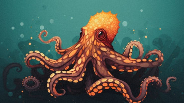 Octopus extending arms underwater, symbolizing interconnectedness of the Eightfold Path